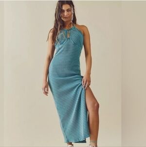 Free People Boho Terra Maxi Halter Ribbed Dress